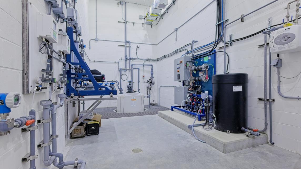 Interior view of piping in the new 236 Street pump station