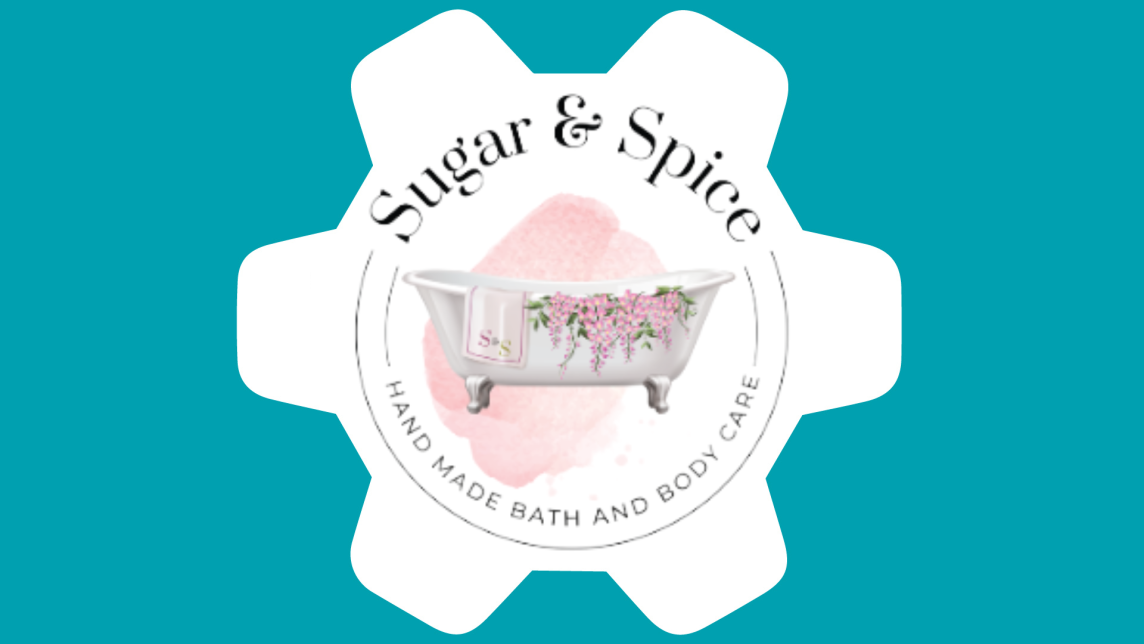 The Sugar & Spice logo sits inside a white gear against a teal background.