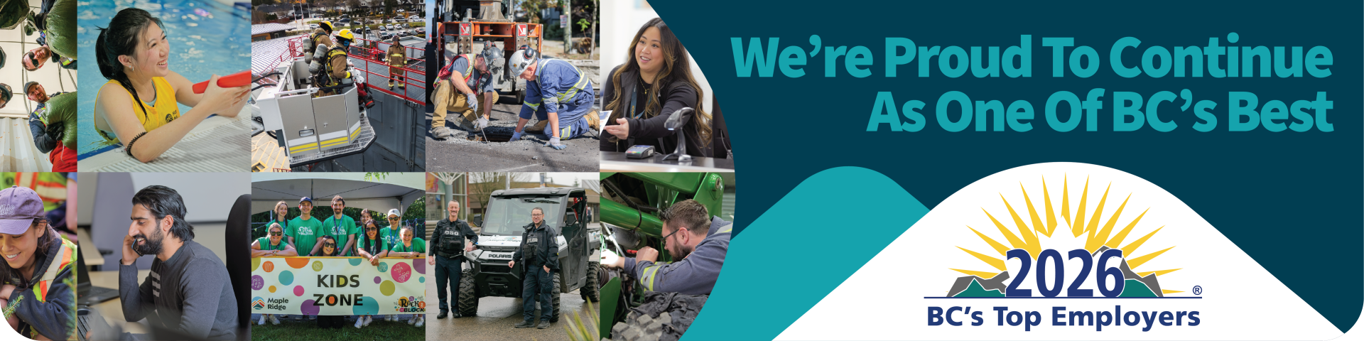 A collage of City staff next to the line "We're Proud to Continue as One of BC's Best 2026 BC's Top Employers"