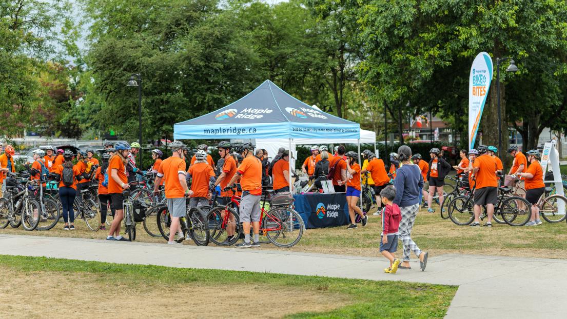 Bikers gathered at start (Memorial Peace Park)