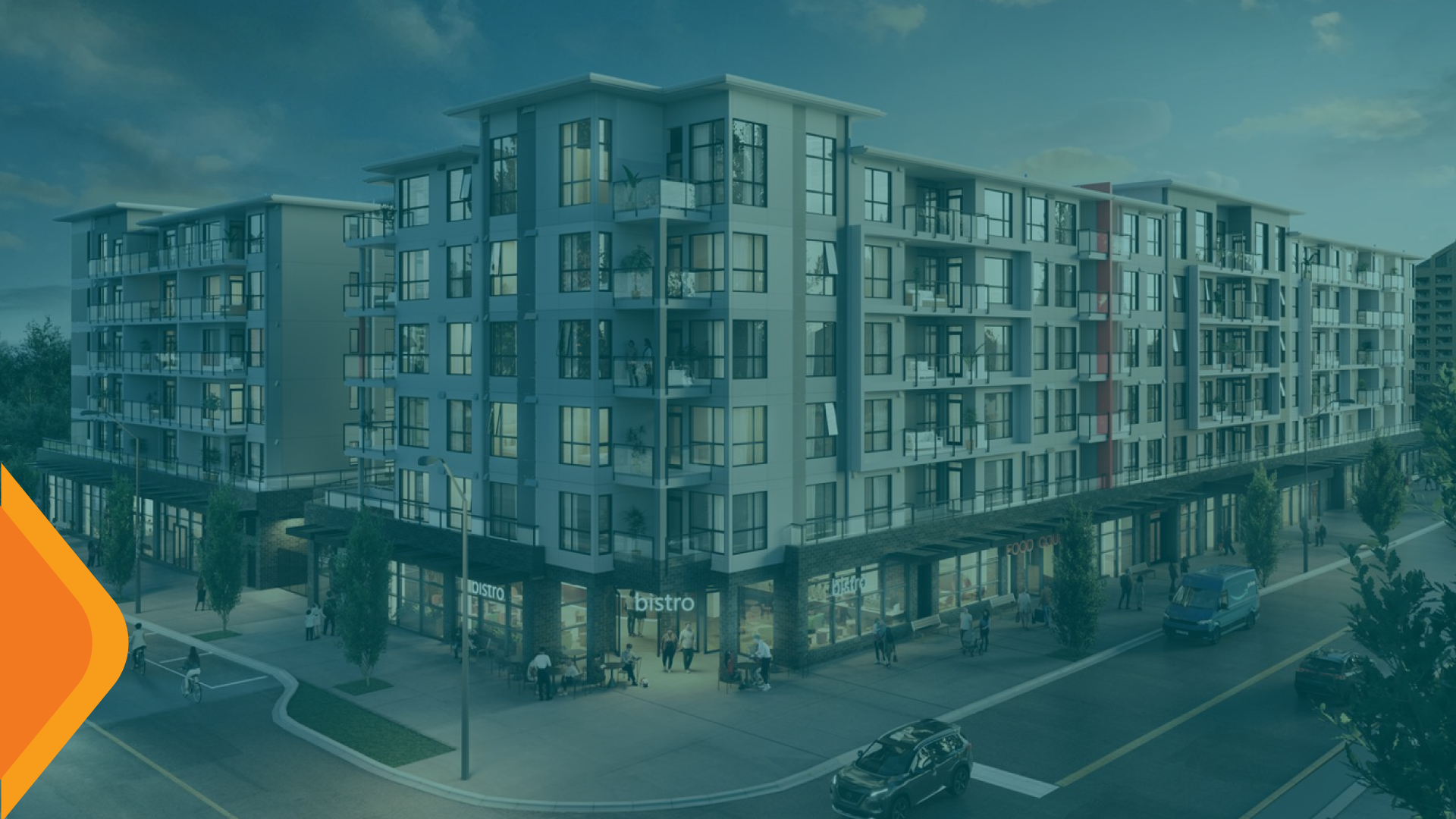A mixed use apartment building with first floor shopping.