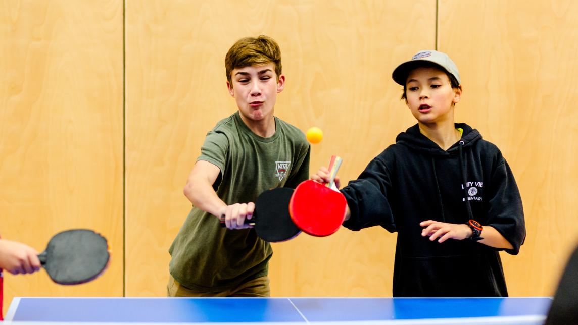 Preteen Boys Playing Table Tennis at Albion Community Centre