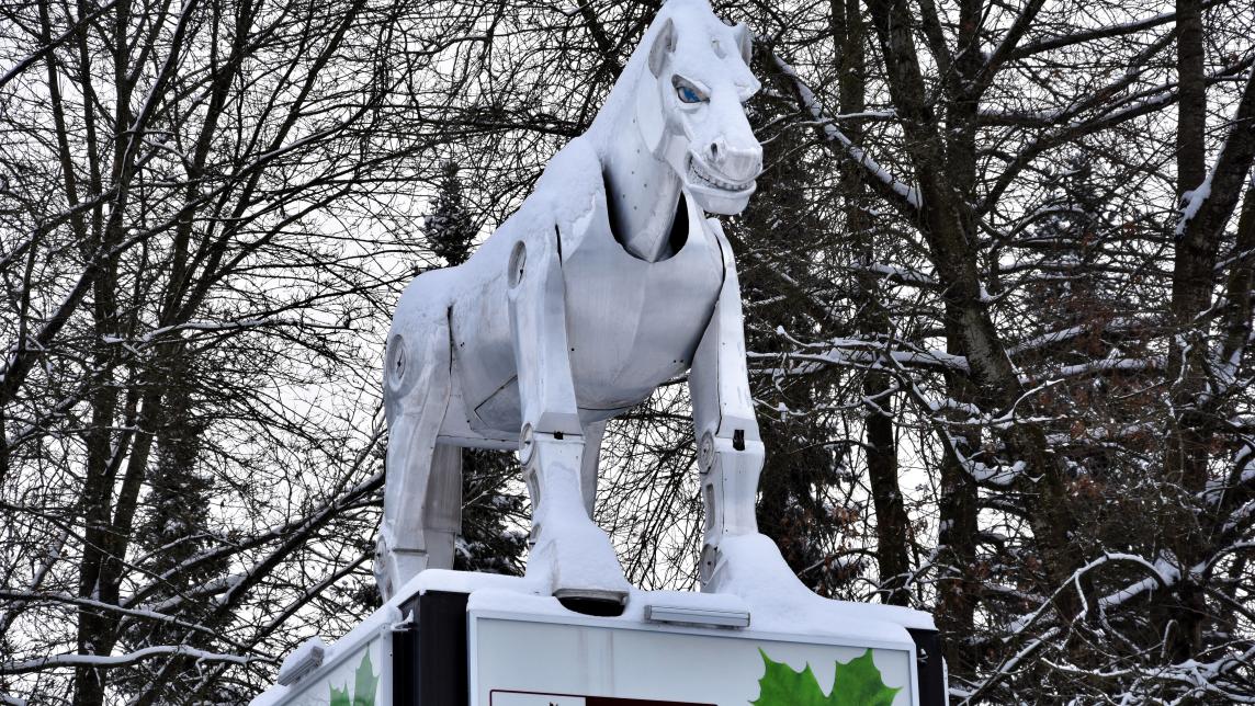 The Beast Clock in the Winter Coated with Snow