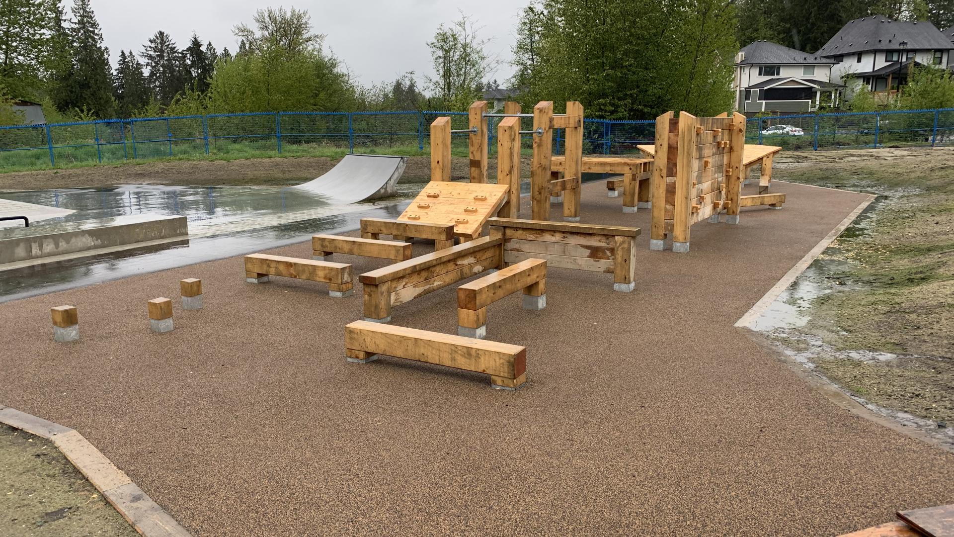 Wooden parkour course