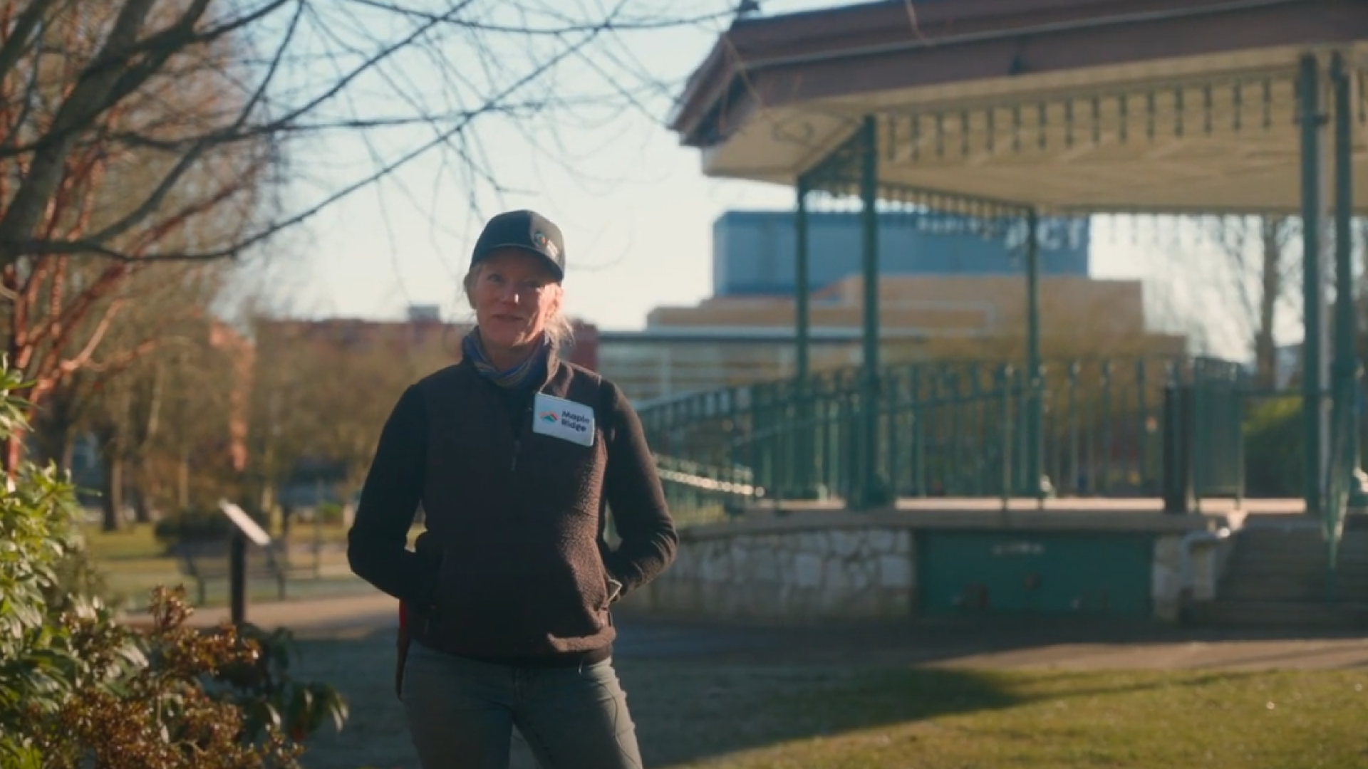 city employee standing in Memorial park