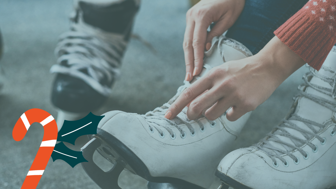 People Tying Up Ice Skates