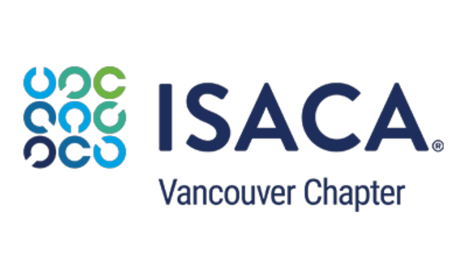 The logo for the ISACA Vancouver Chapter, consisting of dark text and a gradient of coloured partial circles.