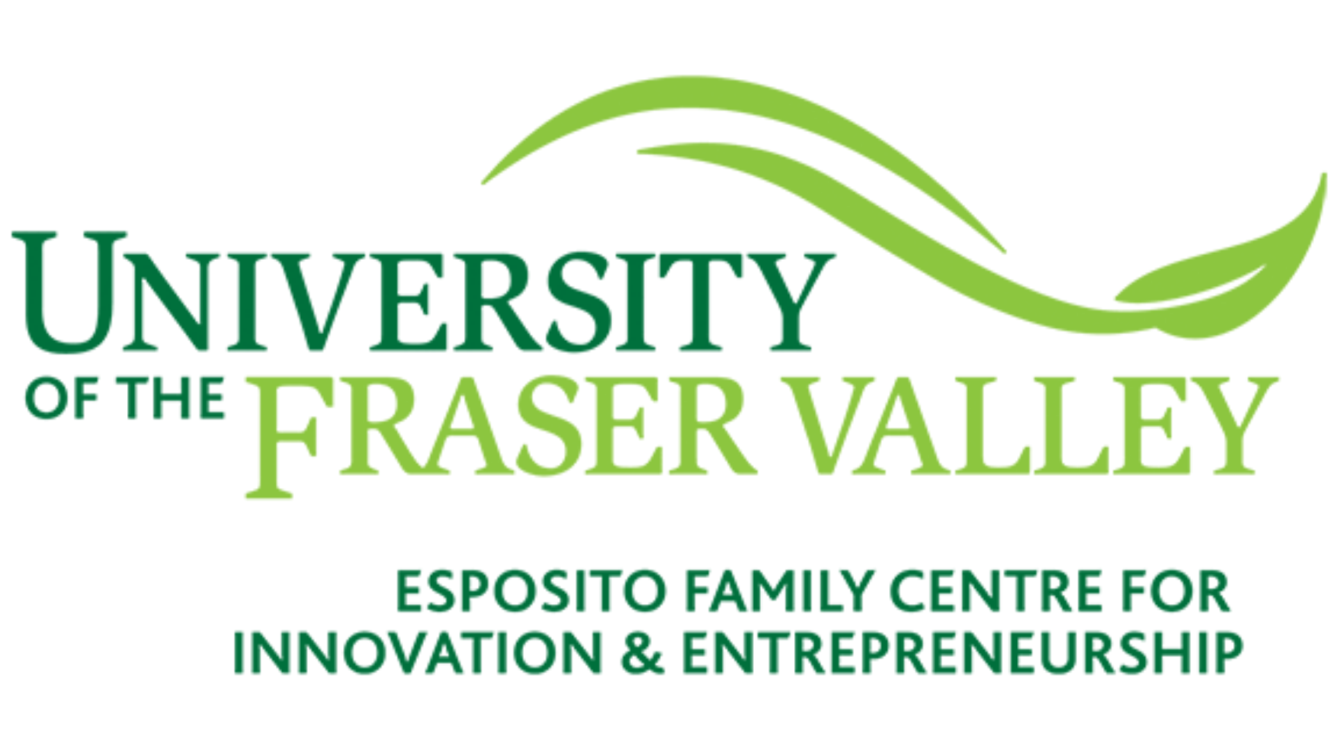 The University of the Fraser Valley Esposito Family Centre for Innovation & Entrepreneurship logo, stylized green text.