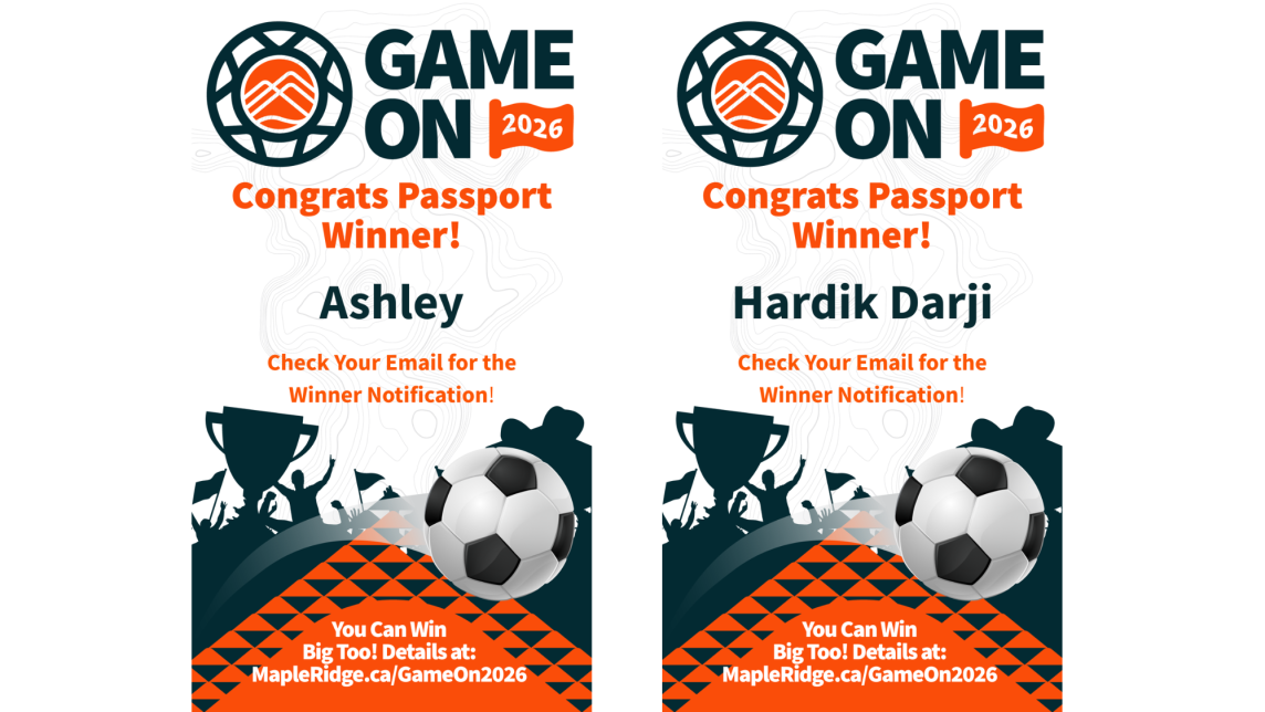 An announcement of the Week 4 winners of the Game On Passport Program: Ashley and Hardik Darji