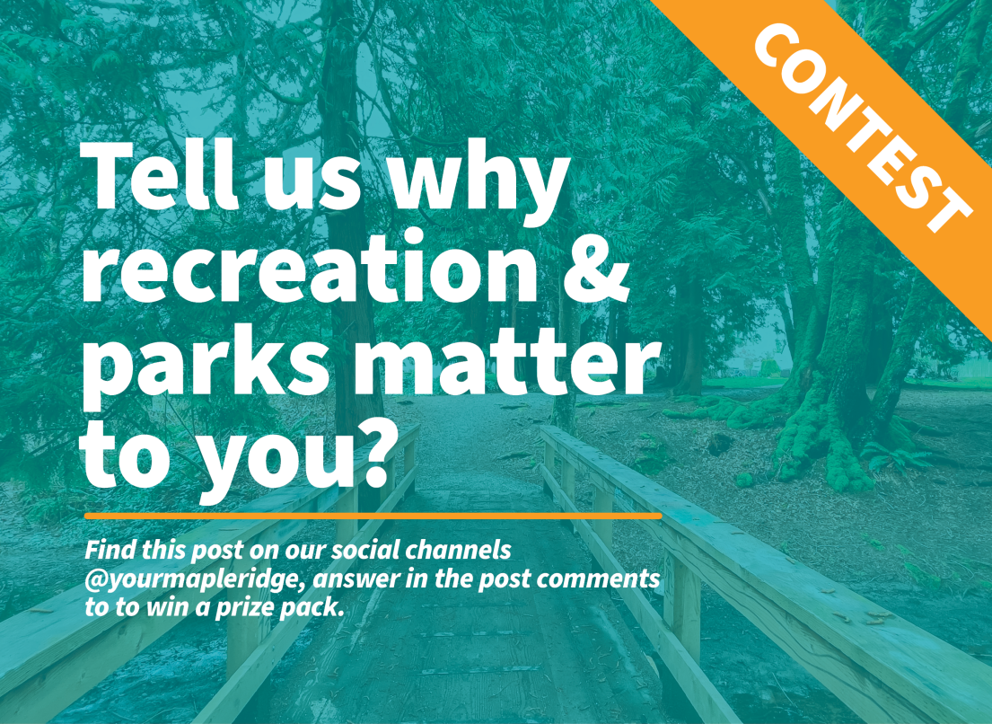 Park Image with Text Saying Tell Us Why Recreation & Parks Matter to You?