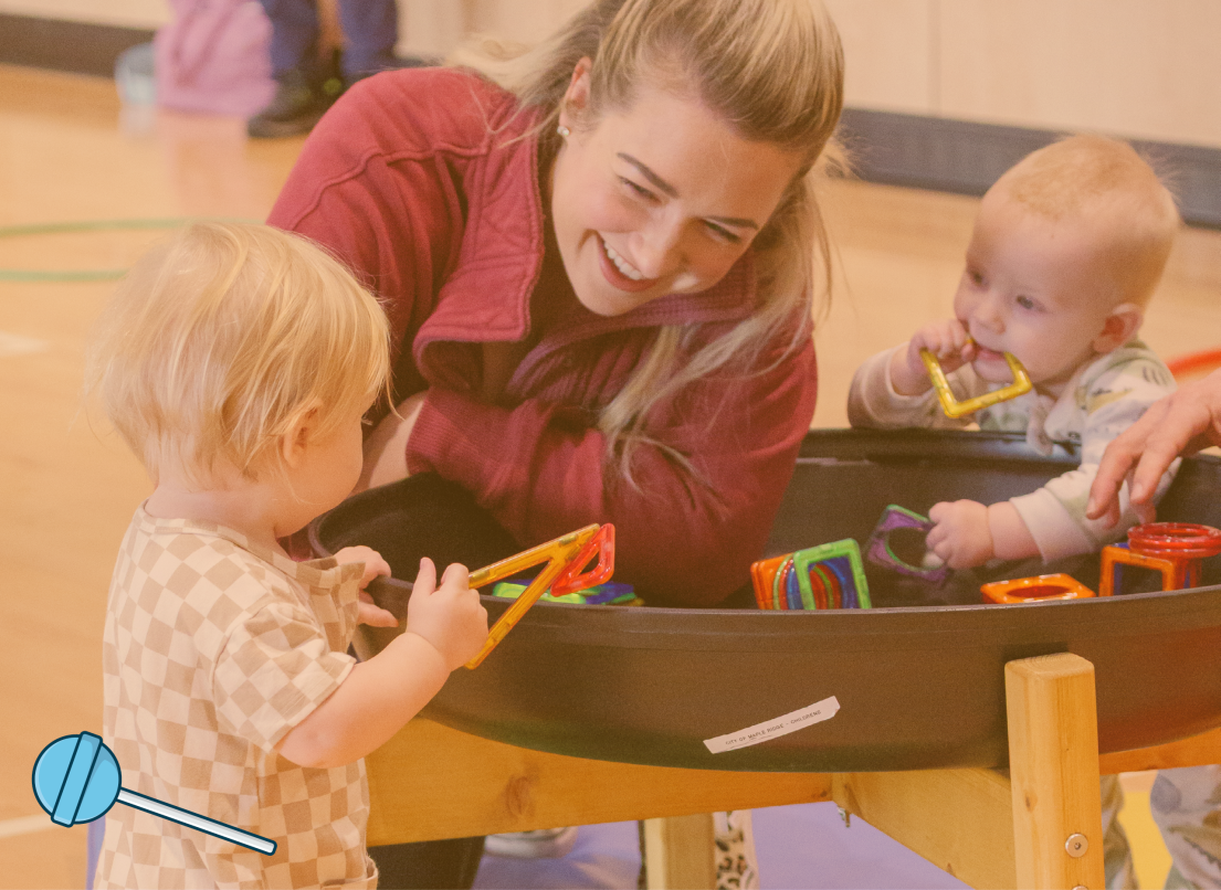 Mom Playing with Two Little Kids