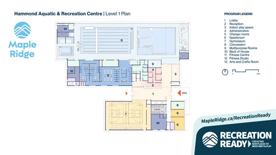 Part 2 of a map showing the planned layout of the Hammond Aquatics Recreation Centre.