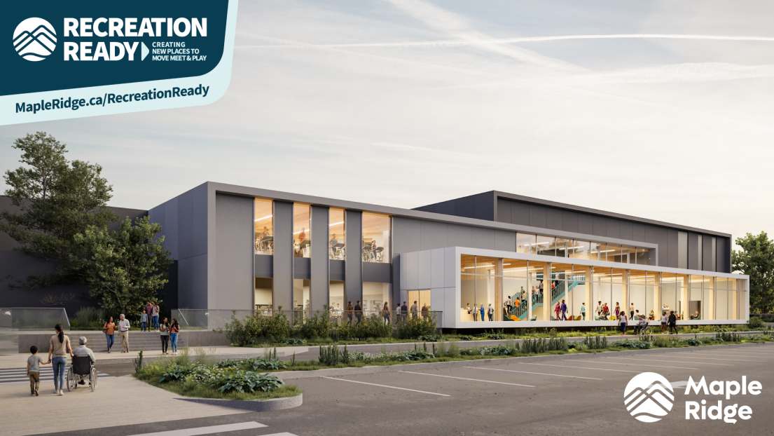 A rendering showing the exterior of a building with a visible fitness centre inside.