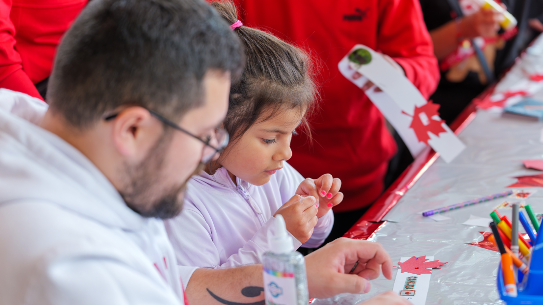 Family doing Crafts on Canada Day