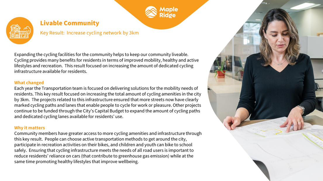 A preview of the Cycling Network Key Result Case Study.