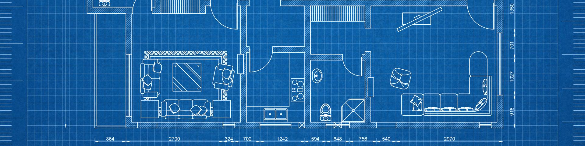 Partial blueprints for a single family dwelling.