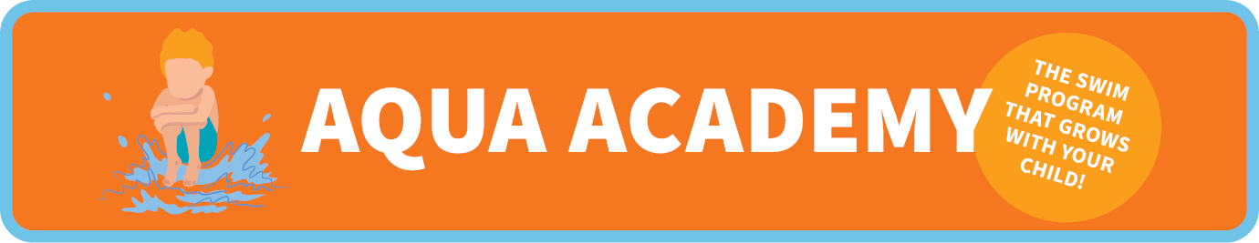 Illustration of a Boy in the Pool with the Text Aqua Academy