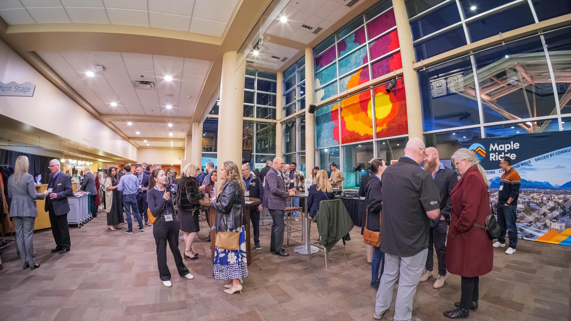 A large crowd mills about the ACT Arts Centre Lobby after the 2026 Catalyst Ignite event.